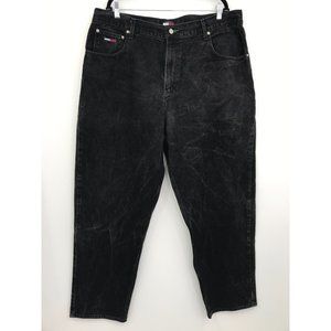 Tommy Hilfiger Y2K Vintage Men's Black Big Flag Relaxed Jeans 42 x 32